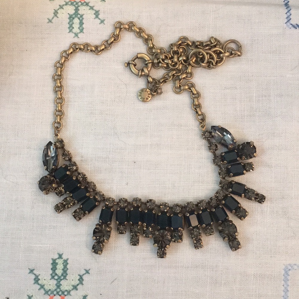Jcrew blue gray rhinestone necklace